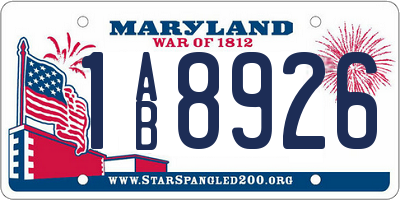 MD license plate 1AB8926