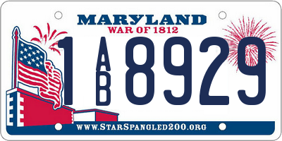 MD license plate 1AB8929