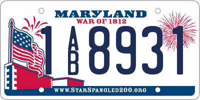 MD license plate 1AB8931