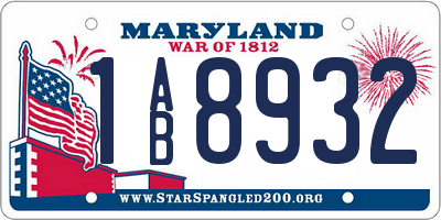 MD license plate 1AB8932