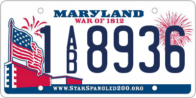 MD license plate 1AB8936
