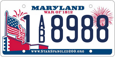 MD license plate 1AB8988