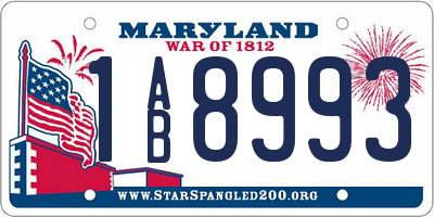 MD license plate 1AB8993
