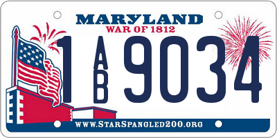 MD license plate 1AB9034