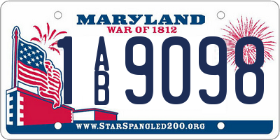 MD license plate 1AB9098