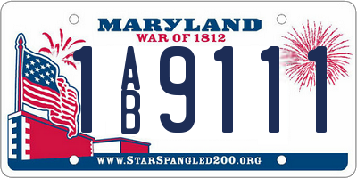 MD license plate 1AB9111