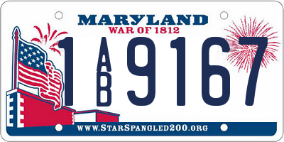 MD license plate 1AB9167