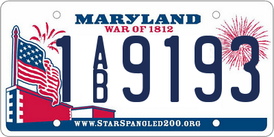 MD license plate 1AB9193
