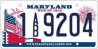 MD license plate 1AB9204