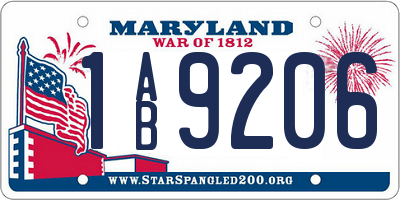 MD license plate 1AB9206