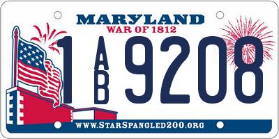 MD license plate 1AB9208