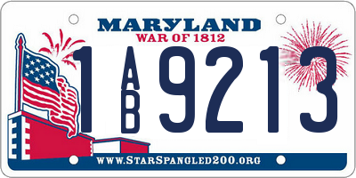 MD license plate 1AB9213