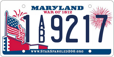 MD license plate 1AB9217
