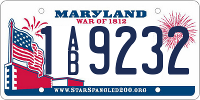 MD license plate 1AB9232