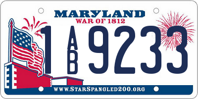 MD license plate 1AB9233