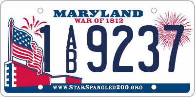 MD license plate 1AB9237