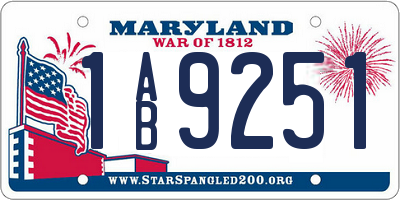 MD license plate 1AB9251