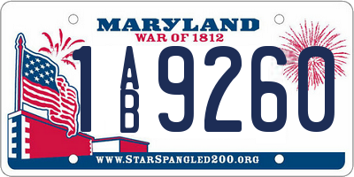 MD license plate 1AB9260