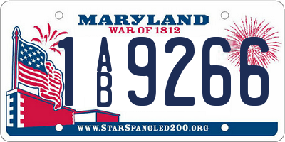 MD license plate 1AB9266
