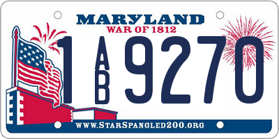 MD license plate 1AB9270