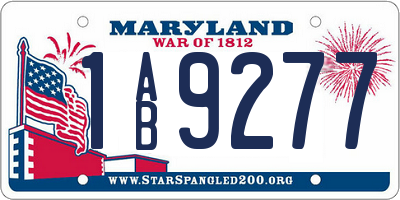 MD license plate 1AB9277
