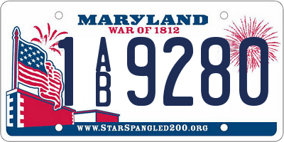 MD license plate 1AB9280