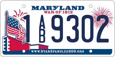 MD license plate 1AB9302