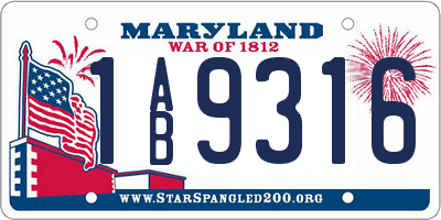 MD license plate 1AB9316