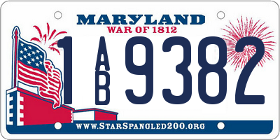 MD license plate 1AB9382