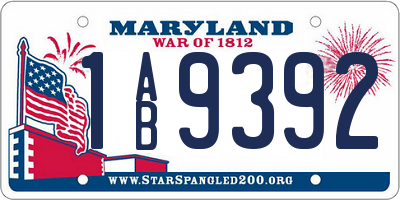 MD license plate 1AB9392