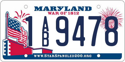 MD license plate 1AB9478