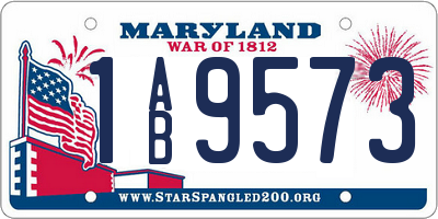 MD license plate 1AB9573