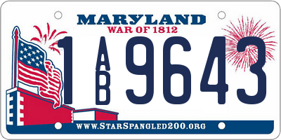 MD license plate 1AB9643