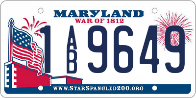 MD license plate 1AB9649