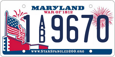 MD license plate 1AB9670