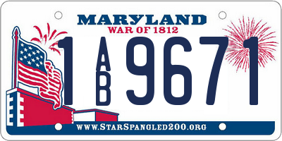 MD license plate 1AB9671