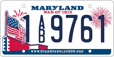 MD license plate 1AB9761