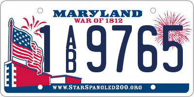 MD license plate 1AB9765