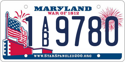 MD license plate 1AB9780