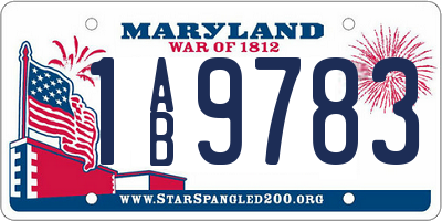 MD license plate 1AB9783