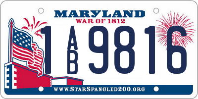 MD license plate 1AB9816