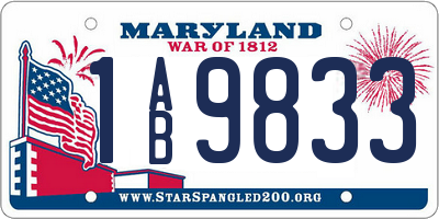 MD license plate 1AB9833
