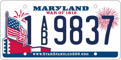MD license plate 1AB9837