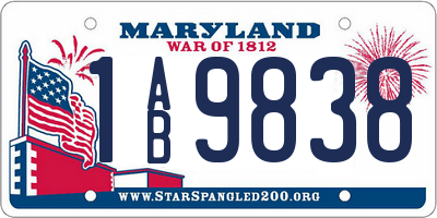 MD license plate 1AB9838