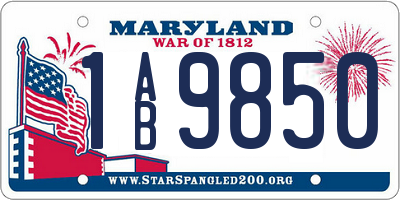 MD license plate 1AB9850