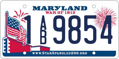 MD license plate 1AB9854