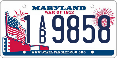 MD license plate 1AB9858