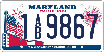 MD license plate 1AB9867