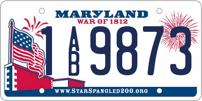 MD license plate 1AB9873