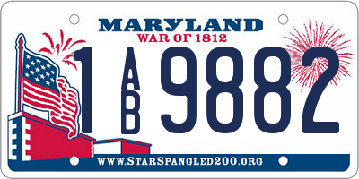 MD license plate 1AB9882
